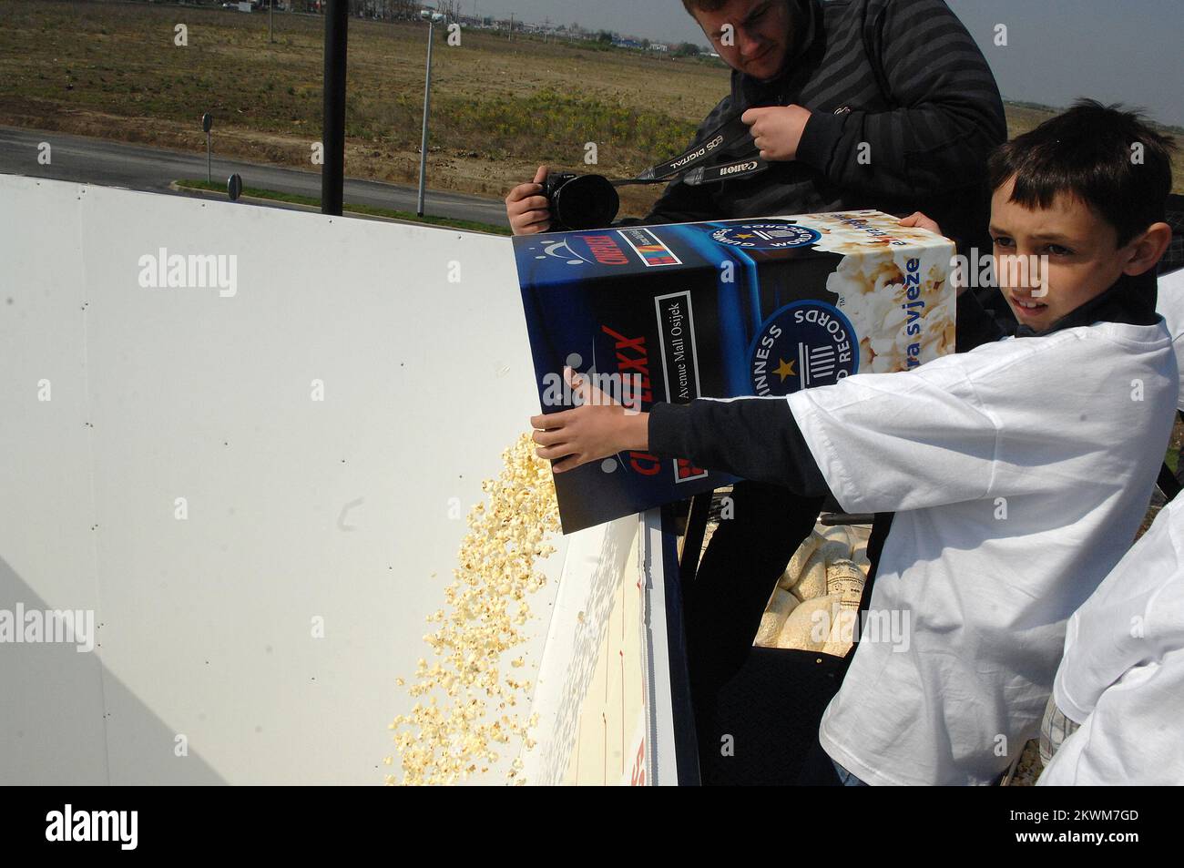 Breaking the Guinness record in making the biggest box of popcorn in