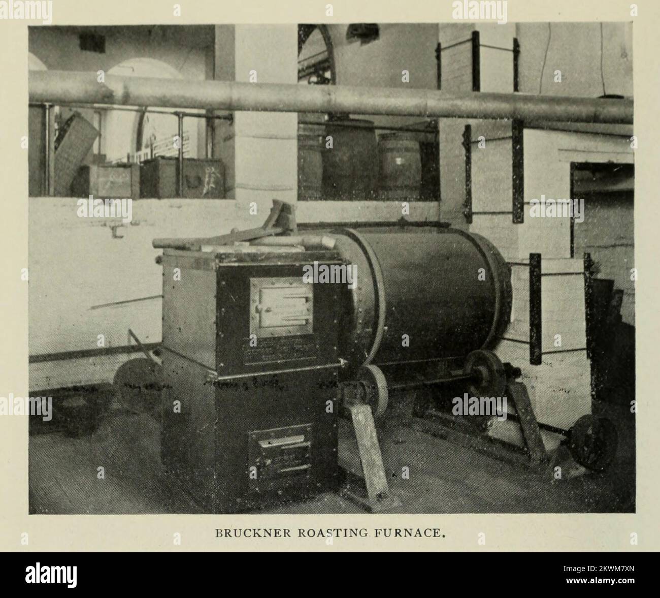 BRUCKNER ROASTING FURNACE from the Article PRACTICAL LABORATORY TRAINING FOR METALLURGISTS. By Professor Rohcrt H. Richards from The Engineering Magazine DEVOTED TO INDUSTRIAL PROGRESS Volume VIII April to September, 1895 NEW YORK The Engineering Magazine Co Stock Photo