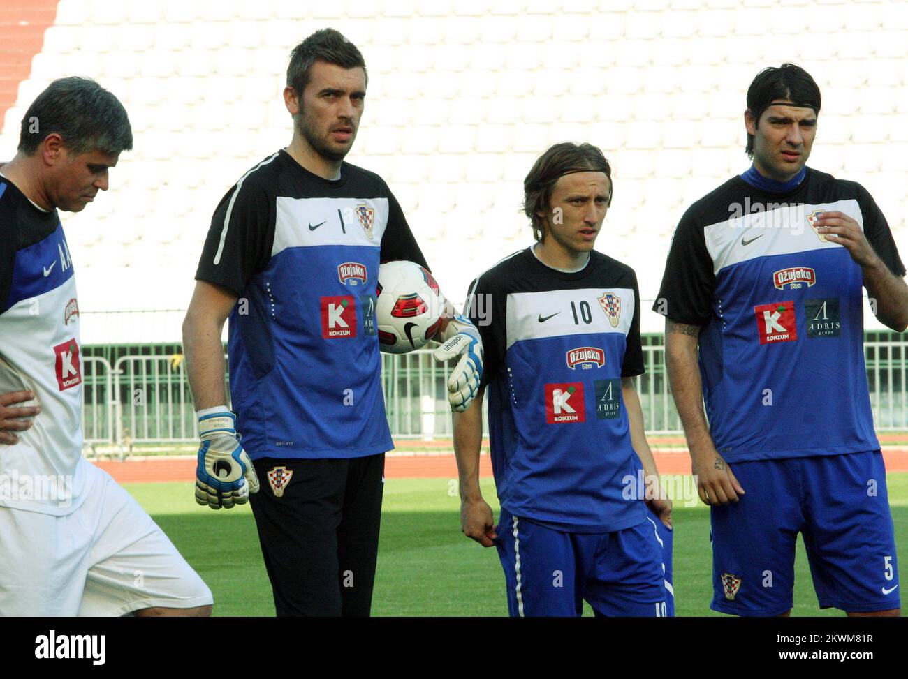 Croatia's Stipe Pletikosa, Luka Modric, Vedran Corluka.   Stock Photo