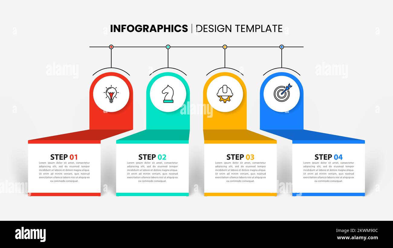 Infographic template with icons and 4 options or steps. Can be used for ...