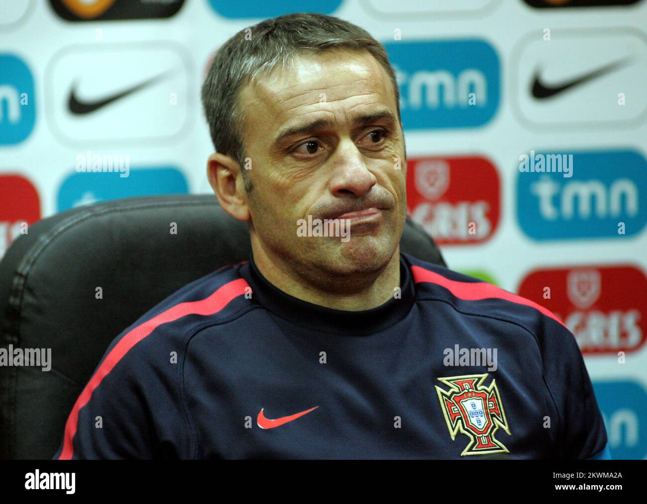 Portugal national football team head coach Paulo Bento during a press conference before the first play off match against Bosnia-Herzegovina Stock Photo