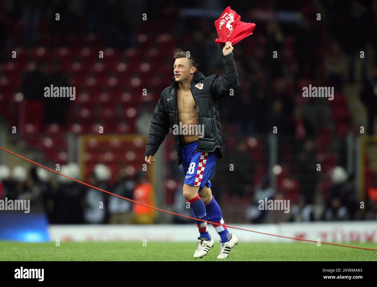 Croatia's Ivica Olic celebrates victory after the match Stock Photo