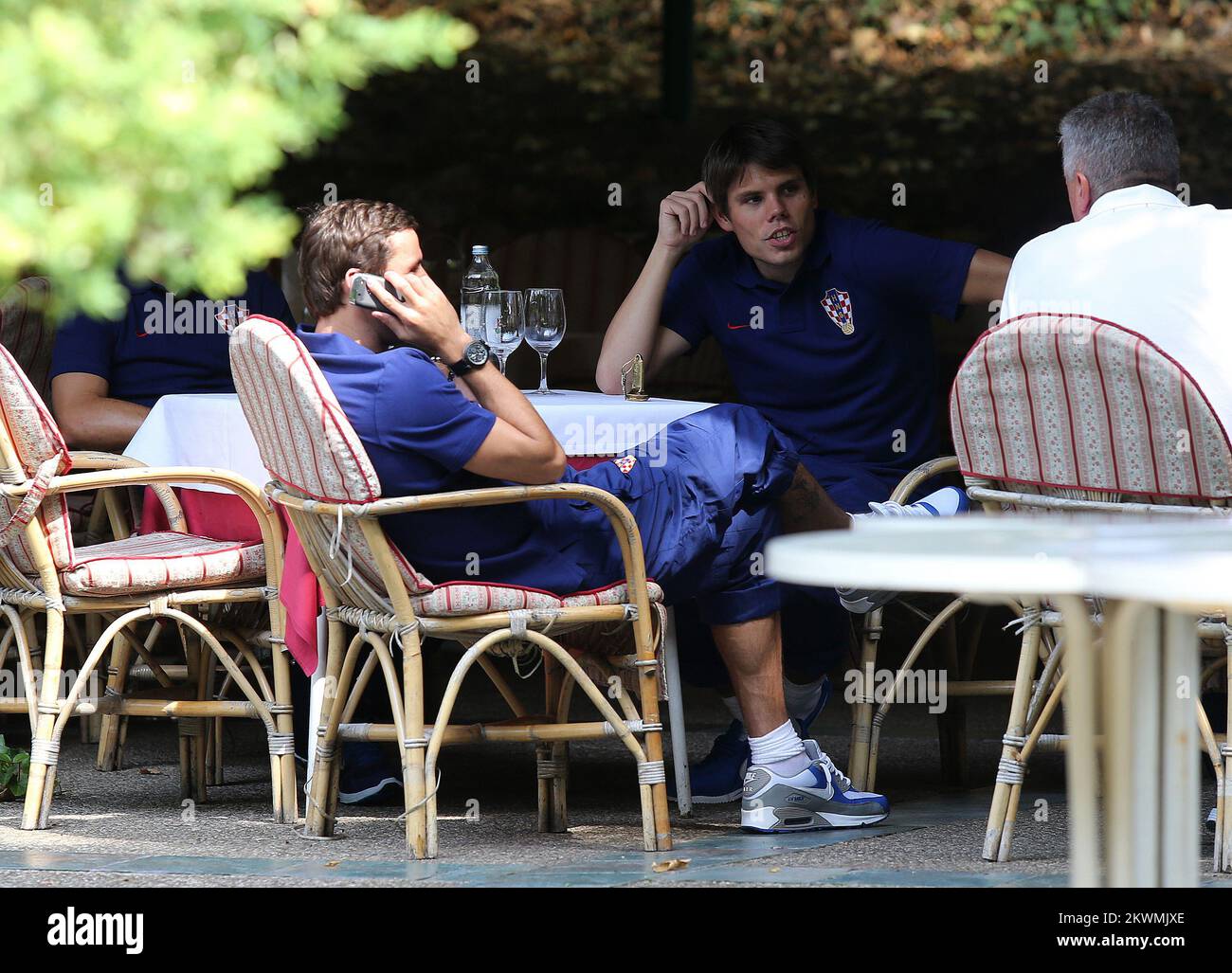 03.09.2012., Zagreb, Croatia - Gathering of Croatian national football team at the AS Hotel, on the eve of qualifying match against Macedonia national team. Dario Srna, Ognjen Vukojevic. Photo: Igor Kralj/PIXSELL Stock Photo