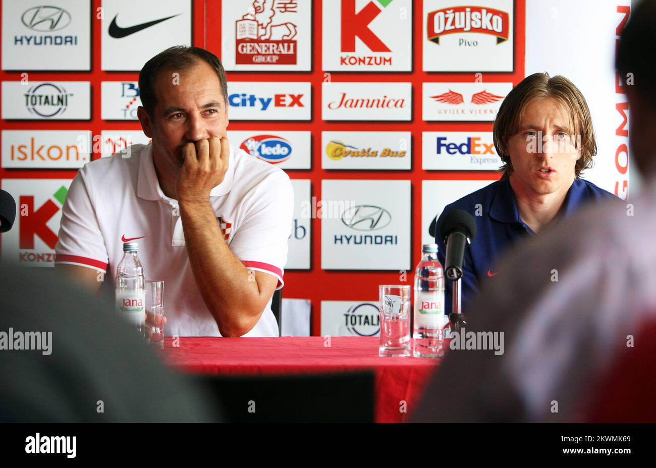 04.09.2012., Zagreb,Croatia - Press conference of Croatian national football team. Luka Modric and Igor Stimac Photo: Slavko Midzor/PIXSELL Stock Photo
