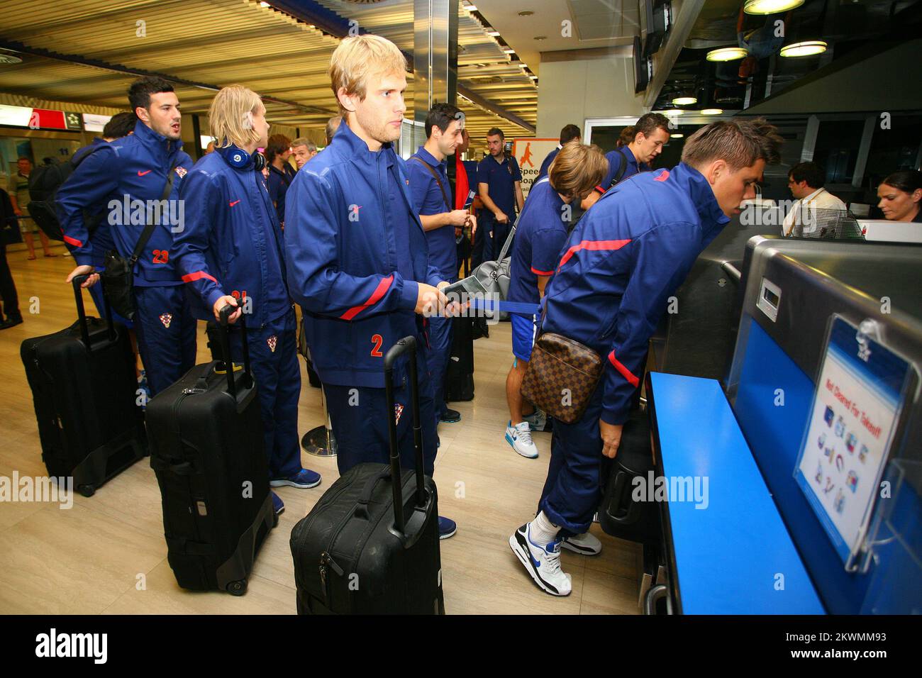 10.09.2012., Zagreb, Croatia - From Zagreb Airport, Croatia football team flew to Belgium because of the qualifying match for the World Cup in Brazil 2014. Ognjen Vukojevic. Photo: Tomislav Miletic/PIXSELL  Stock Photo