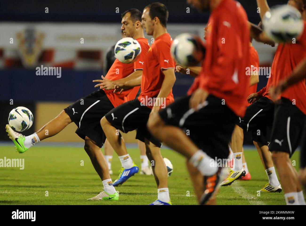 06.09.2012., Zagreb, Croatia - Macedonia national football team held training session at Maksimir stadium evening before the first qualification match with Croatia for Brazil World Cup 2014. Goran Pandev.  Photo: Daniel Kasap/PIXSELL Stock Photo