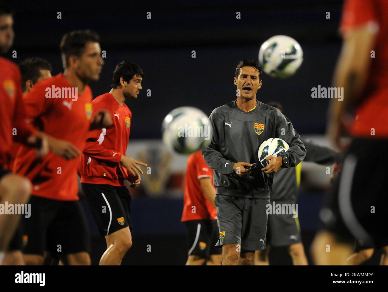 06.09.2012., Zagreb, Croatia - Macedonia national football team held training session at Maksimir stadium evening before the first qualification match with Croatia for Brazil World Cup 2014. Cedomir Janevski.  Photo: Daniel Kasap/PIXSELL Stock Photo