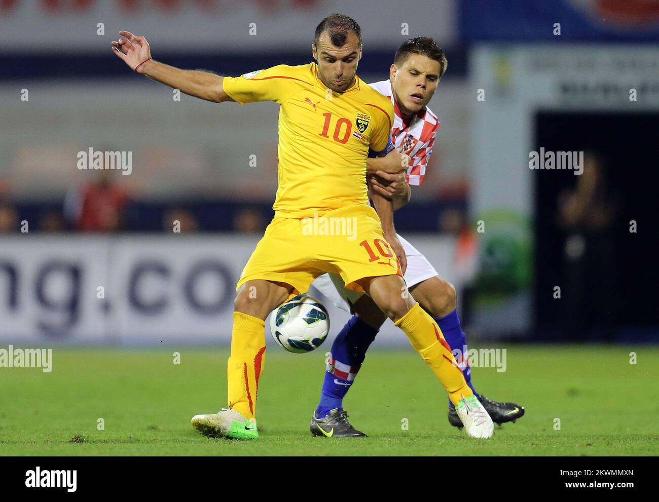 07.09.2012., Maksimir stadium, Zagreb, Croatia - 2014 FIFA World Cup Brazil, qualifiers, group A, round 1, Croatia - Macedonia. Goran Pandev, Ognjen Vukojevic.  Photo: Igor Kralj/PIXSELL Stock Photo