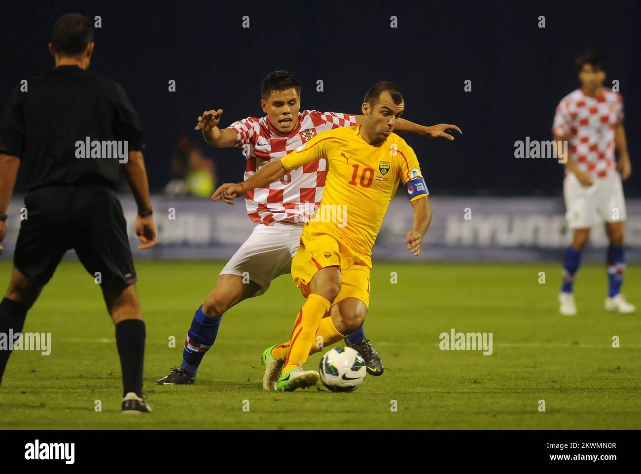 07.09.2012., Maksimir stadium, Zagreb, Croatia - 2014 FIFA World Cup Brazil, qualifiers, group A, round 1, Croatia - Macedonia. Goran Pandev, Ognjen Vukojevic.  Photo: Daniel Kasap/PIXSELL Stock Photo