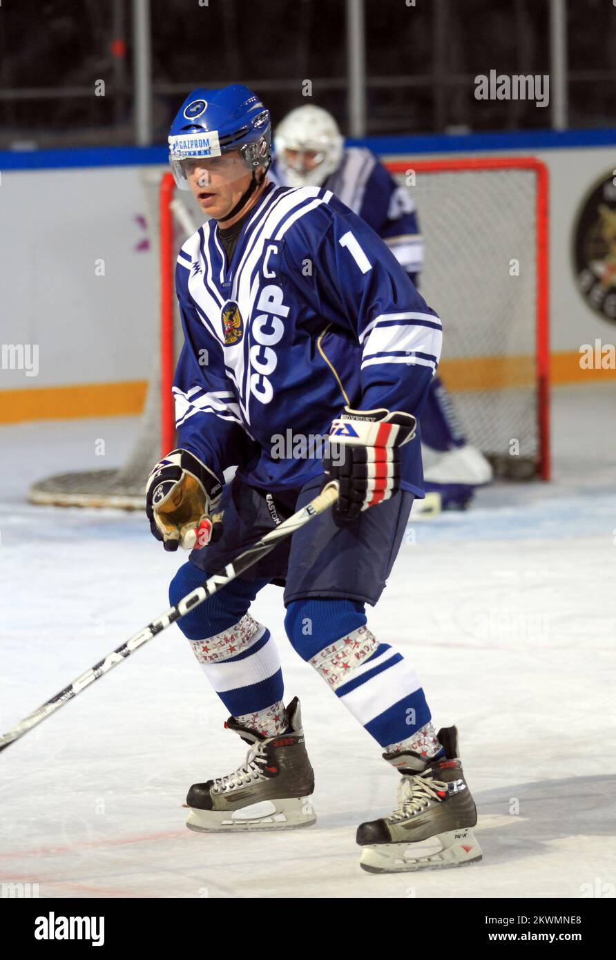 15.09.2012., Pula - Arena Ice Fevera Pula MMXII, memorial match Ferdo Spajic 2012., between veterans of KHL Medvescak and Gazprom Export.Alexander Medvedev, president of Gazprom Export. Photo: Zeljko Lukunic/PIXSELL Stock Photo