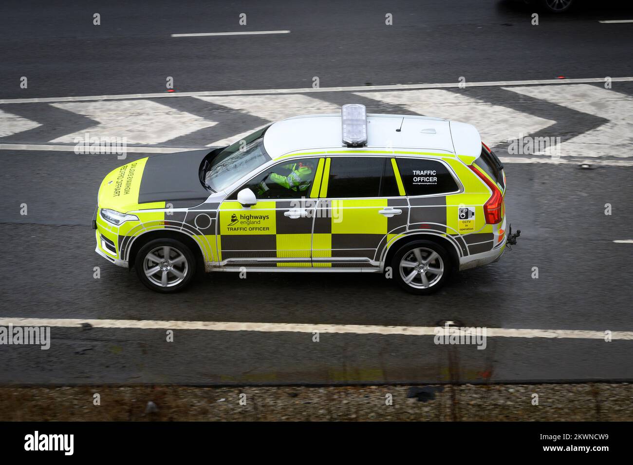 Highways England traffic officer on patrol in England. Stock Photo