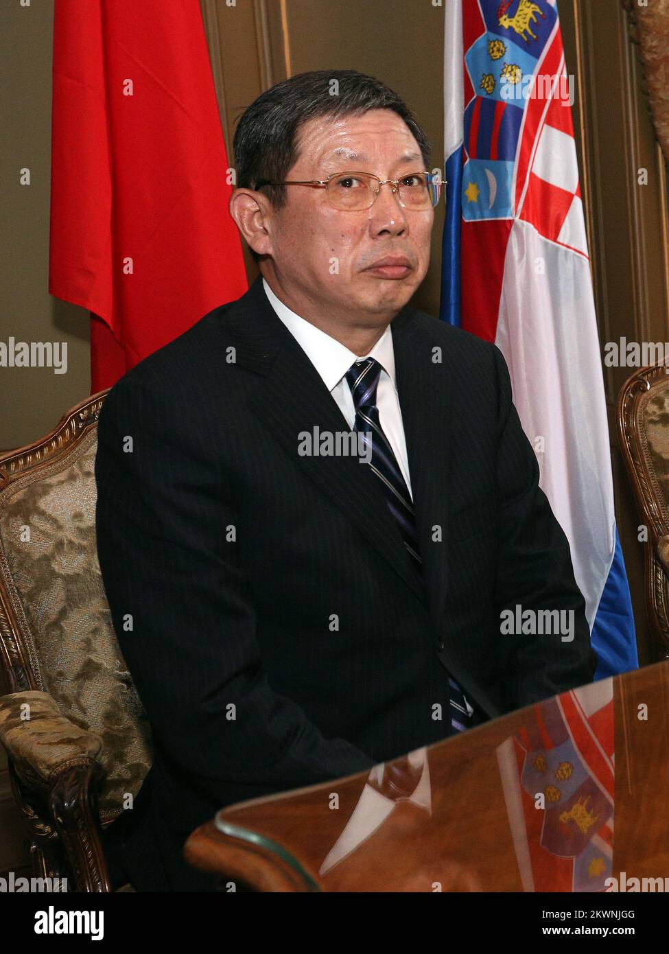 02.09.2013., Zagreb, Croatia  - The Palace Dverce .Mayor of Zagreb Milan Bandic received Mayor of Shanghai  Yang Xiong . Mayors  signed  Understanding Memorandum of friendship and cooperation between Zagreb and Shanghai.Photo: Zarko Basic/PIXSELL Stock Photo