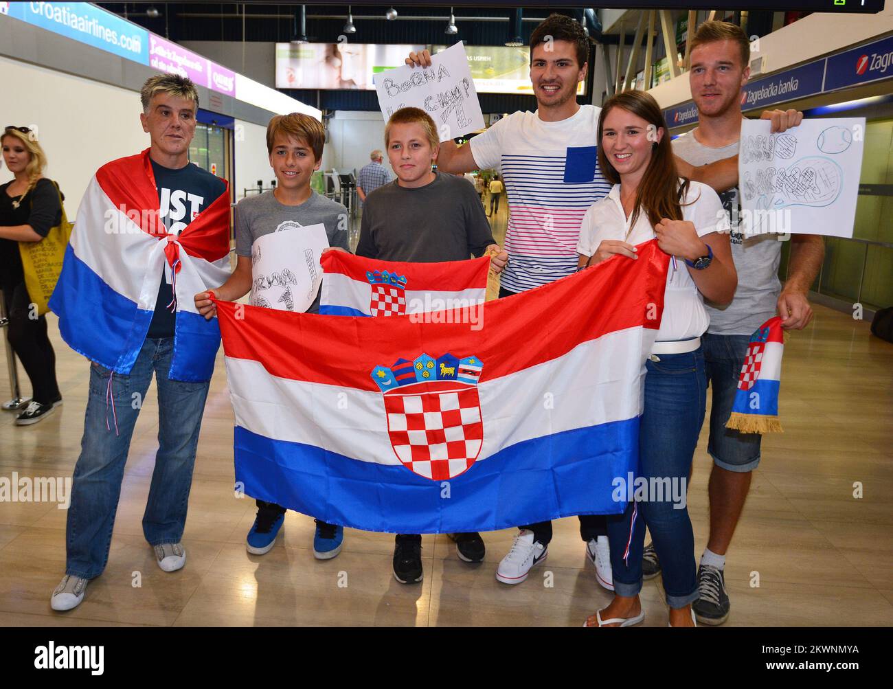 09.09.2013. Zagreb,Croatia  - Airport Zagreb.Croatian Win Junior Titles at US Open Borna Coric arrived in Zagreb..Photo: Marko Prpic/PIXSELL Stock Photo