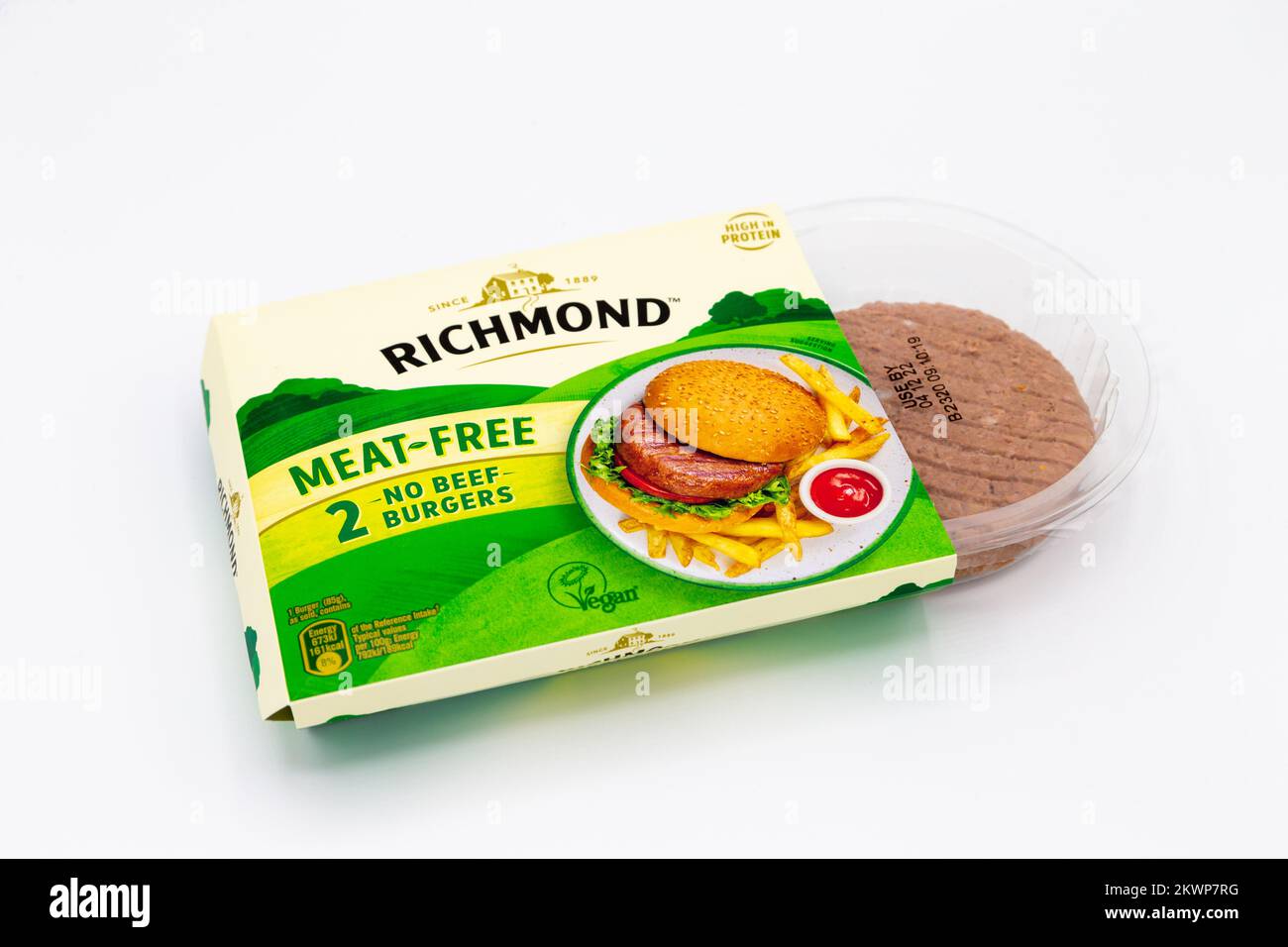Richmond meat free burgers, vegan burgers, plant based, uk Stock Photo