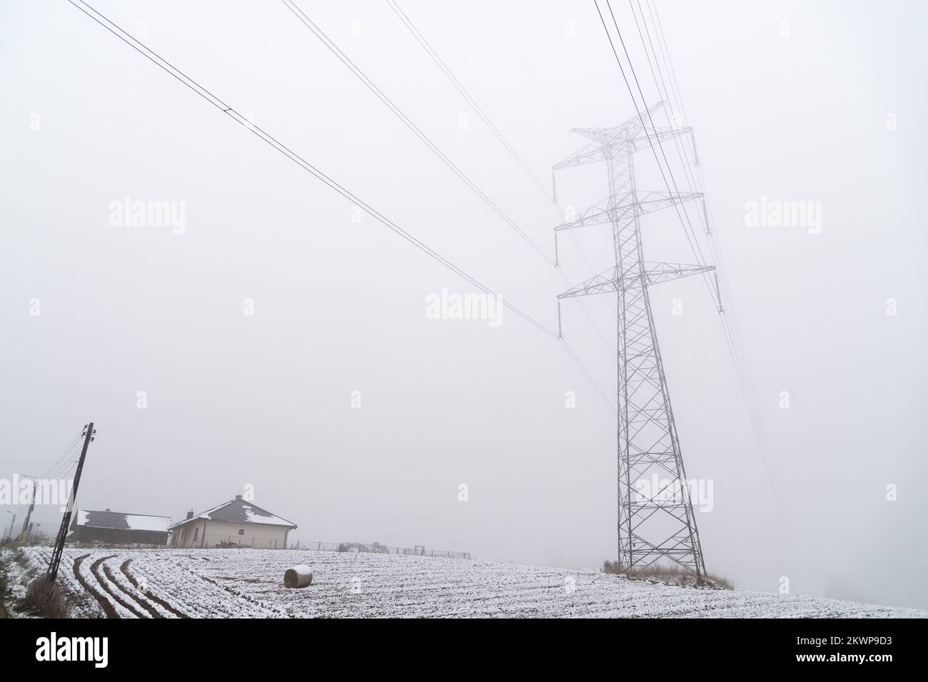 High voltage power lines in Pepowo, Poland © Wojciech Strozyk / Alamy Stock Photo Stock Photo