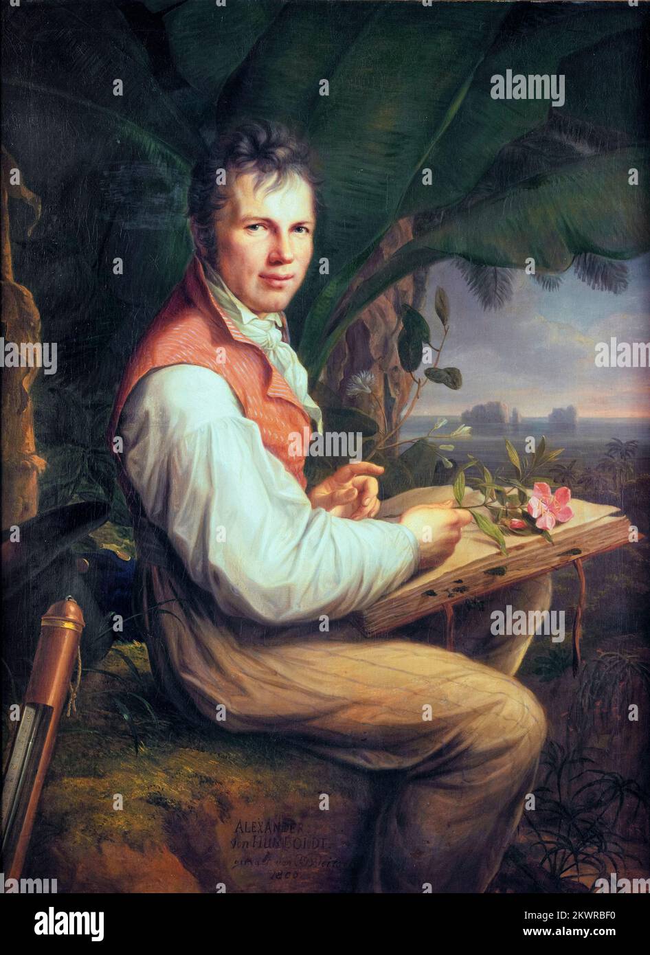 Alexander von Humboldt, (1769-1859), German polymath, geographer, naturalist and explorer, portrait painting in oil on canvas by Friedrich Georg Weitsch, 1806 Stock Photo