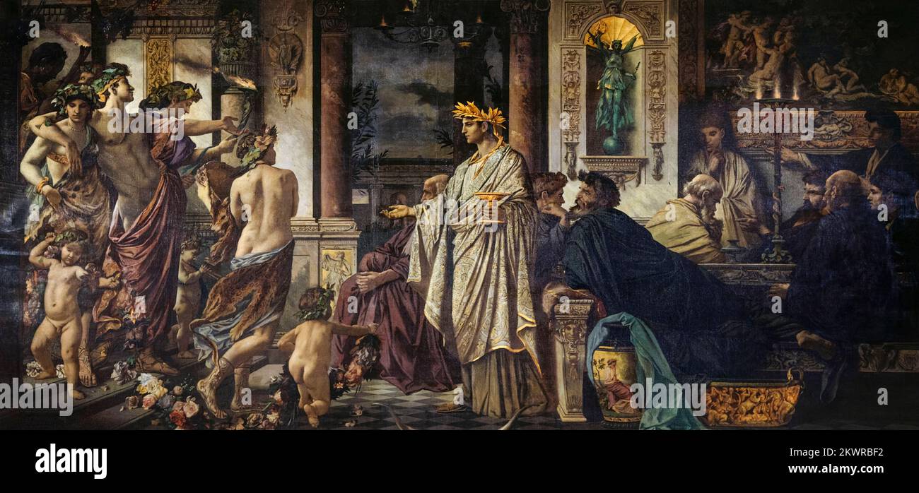 Plato's Symposium (Second Version), painting in oil on canvas by Anselm Feuerbach, 1871-1874 Stock Photo