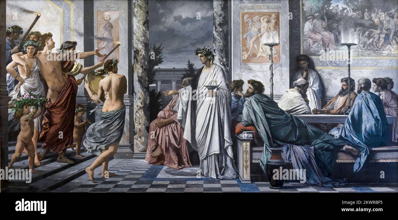 Anselm Feuerbach, Plato's Symposium, painting in oil on canvas, 1869 Stock Photo