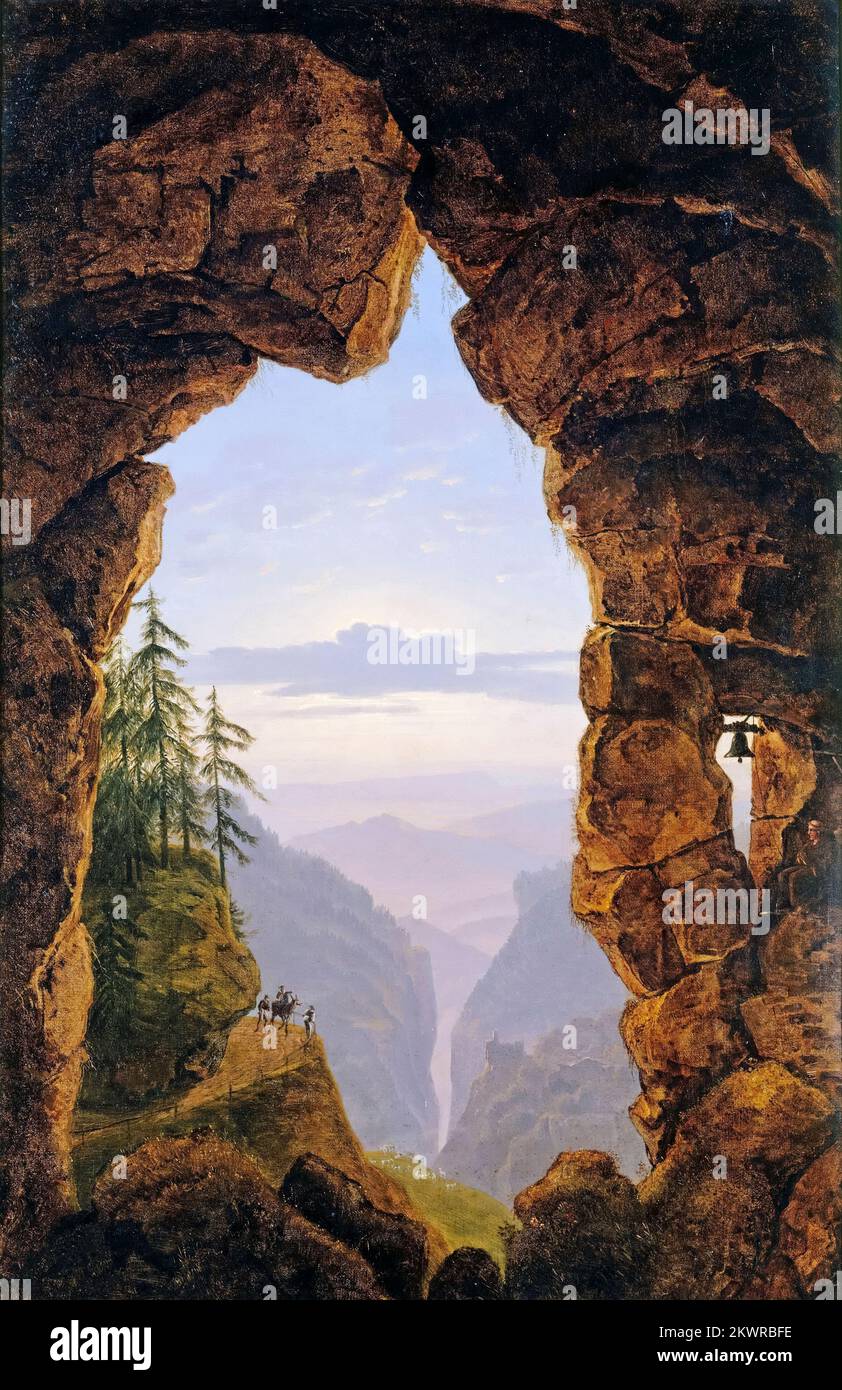 Karl Friedrich Schinkel, Gate in the Rocks, painting in oil on canvas, 1818 Stock Photo