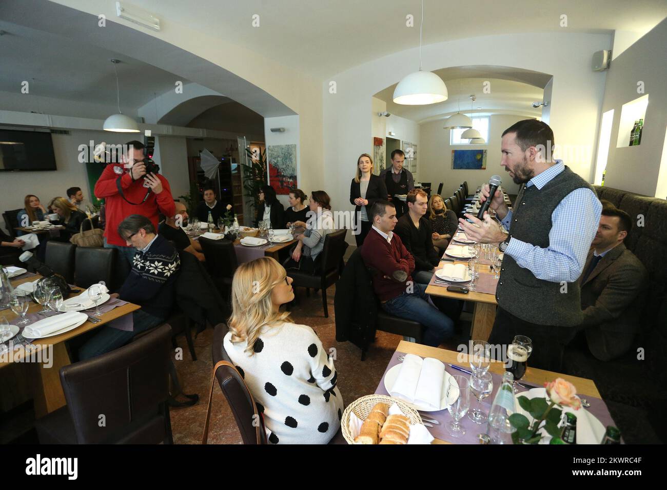 25.02.2014., Zagreb, Croatia - Press lunch with Wolfgang Lindell, beer sommelier and master of brewery - theme of the lunch was popularization of beer in cooking. Photo: Sanjin Strukic/PIXSELL Stock Photo