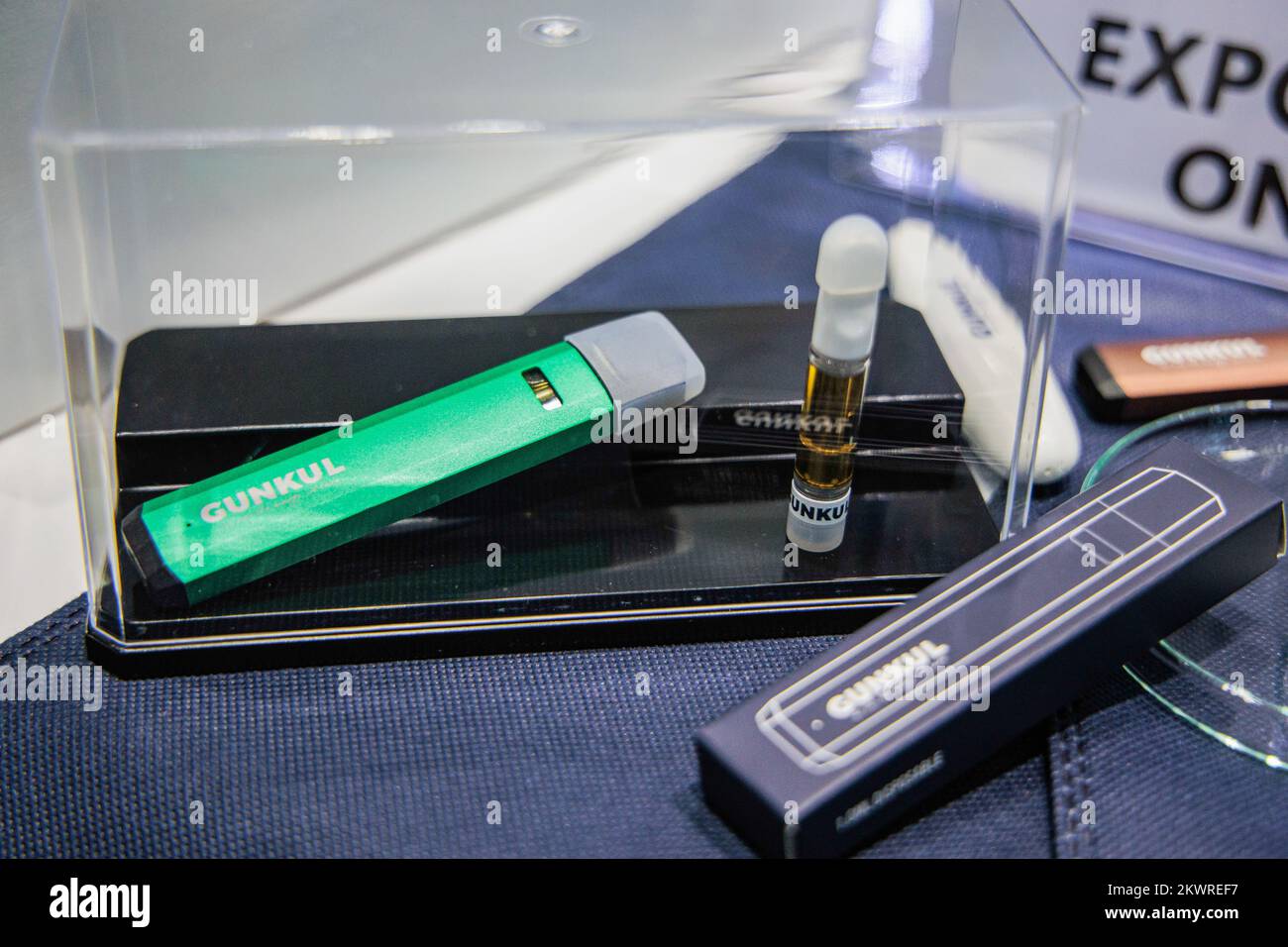 Bangkok, Thailand. 30th Nov, 2022. CBD vaping products seen at Asian Hemp  Expo at Queen Sirikit national convention center in Bangkok. Credit: SOPA  Images Limited/Alamy Live News Stock Photo
