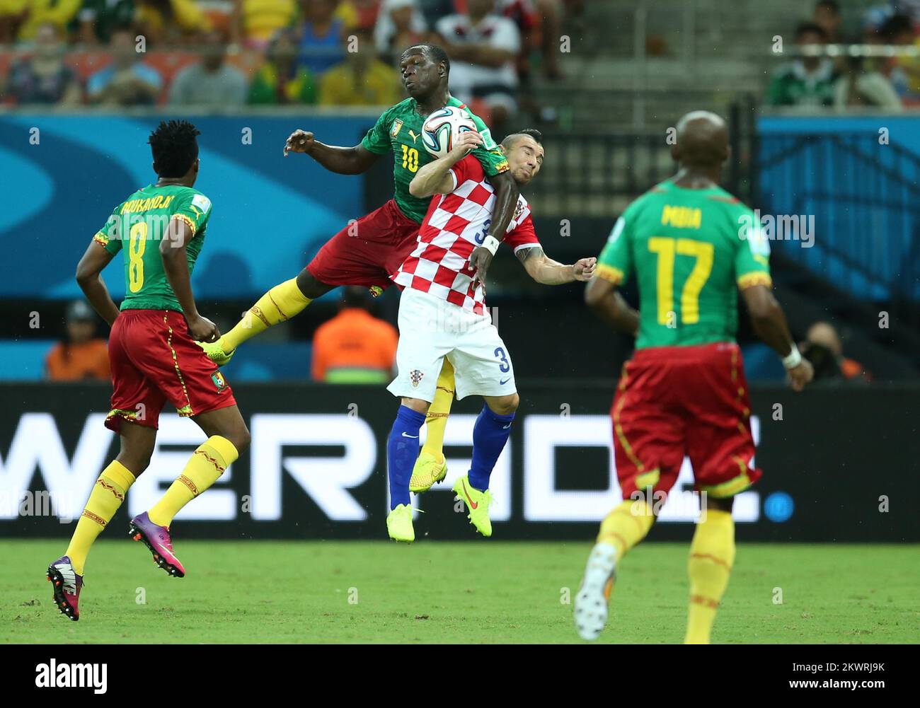 2014 FIFA World Cup group A game against Cameroon and Croatia. Danijel Pranjic, Vincent Aboubakar Photo: Sanjin Strukic/PIXSELL Stock Photo