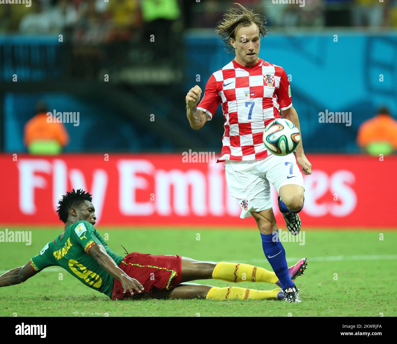 2014 FIFA World Cup group A game against Cameroon and Croatia. Ivan Rakitic, Benjamin Moukandjo Photo: Sanjin Strukic/PIXSELL Stock Photo