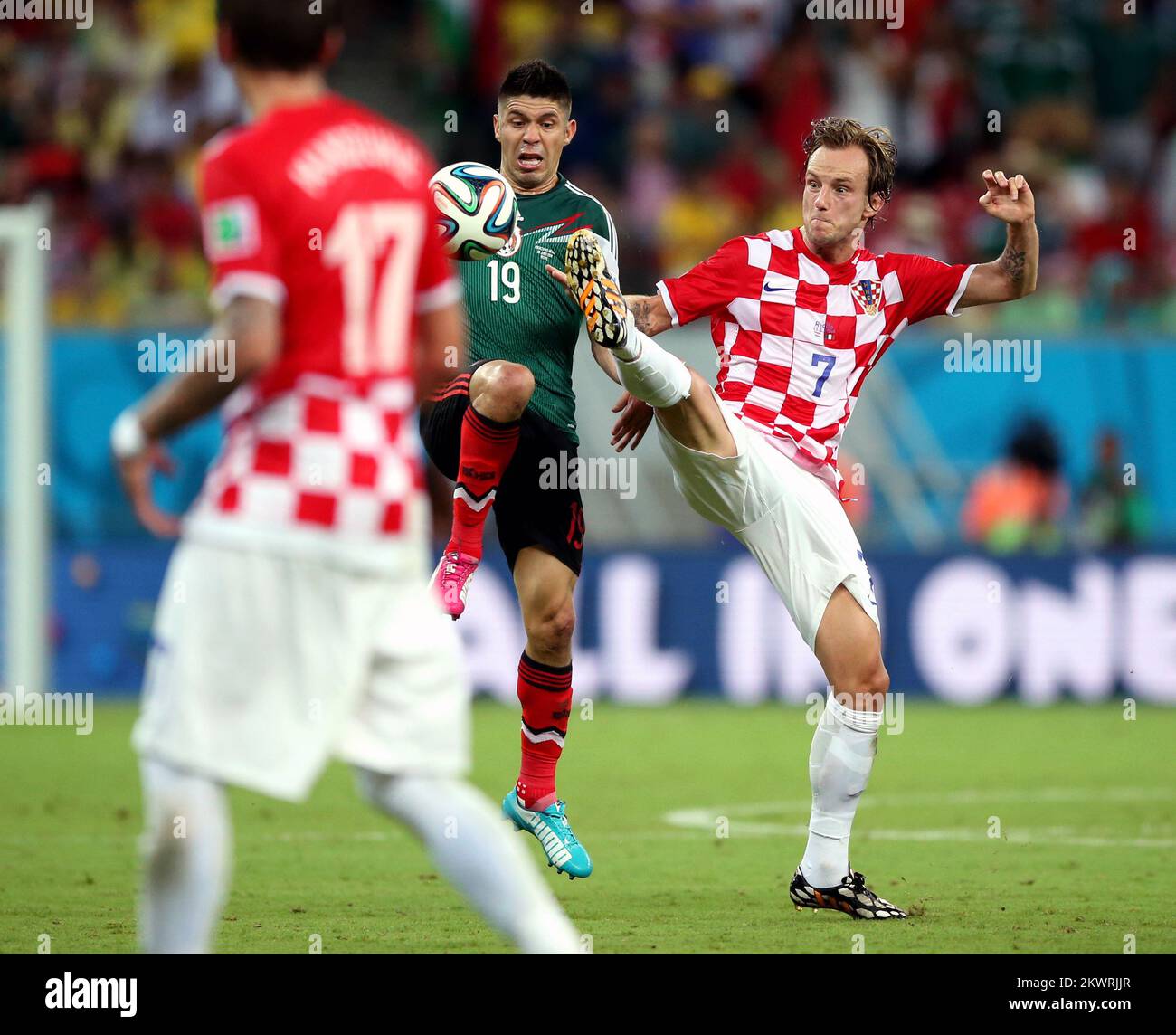 2014 FIFA World Cup group A game against Mexico and Croatia. Ivan Rakitic, Oribe Peralta Photo: Sanjin Strukic/PIXSELL Stock Photo