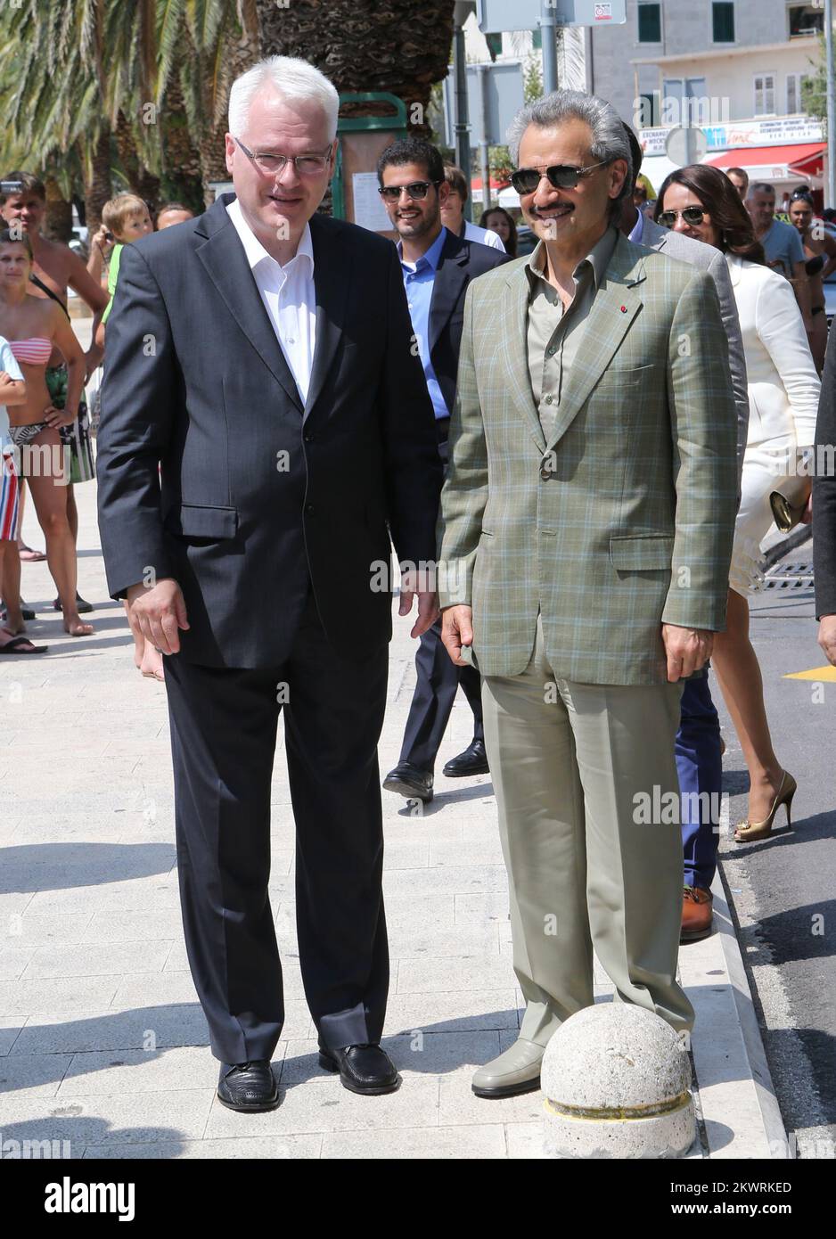 08.08.2014., Baska Voda, Croatia - President of Croatia Ivo Josipovic and Prince Waleed bin Talal bin Abdul-Aziz Al Saud met on a lunch.  Stock Photo
