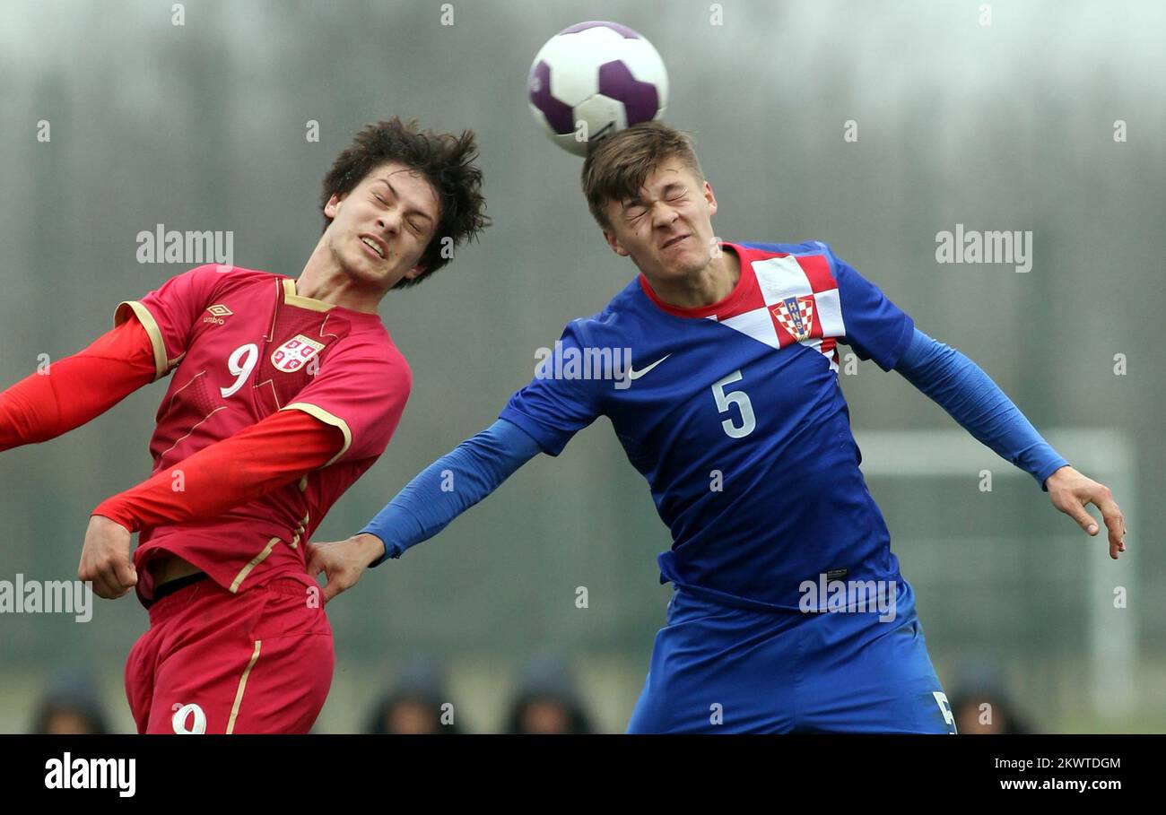 26.02.2015., Stara Pazova, Serbia - International friendly football match U19, Serbia - Croatia. Marko Stolnik, Luka Jovic.  Photo: HaloPix/PIXSELL Stock Photo
