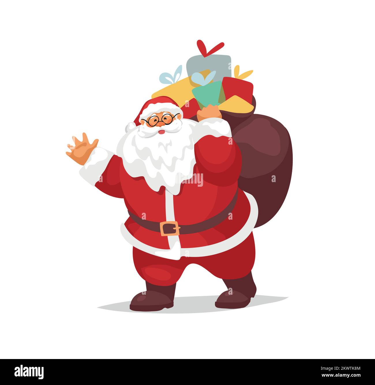 Santa Claus carries a bag of gifts to children, christmas character for ...