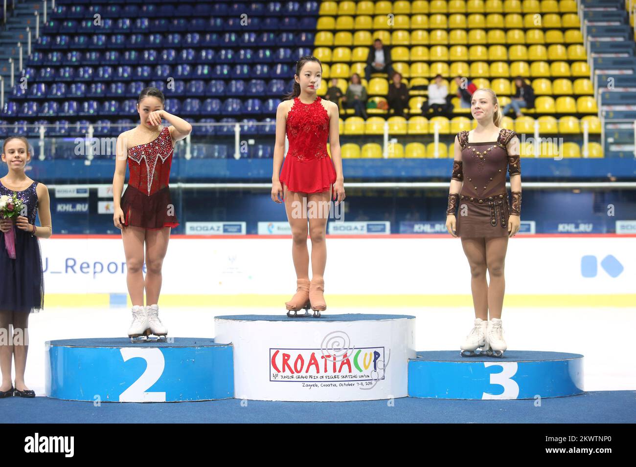 World junior Grand Prix figure skating. The first place women's singles