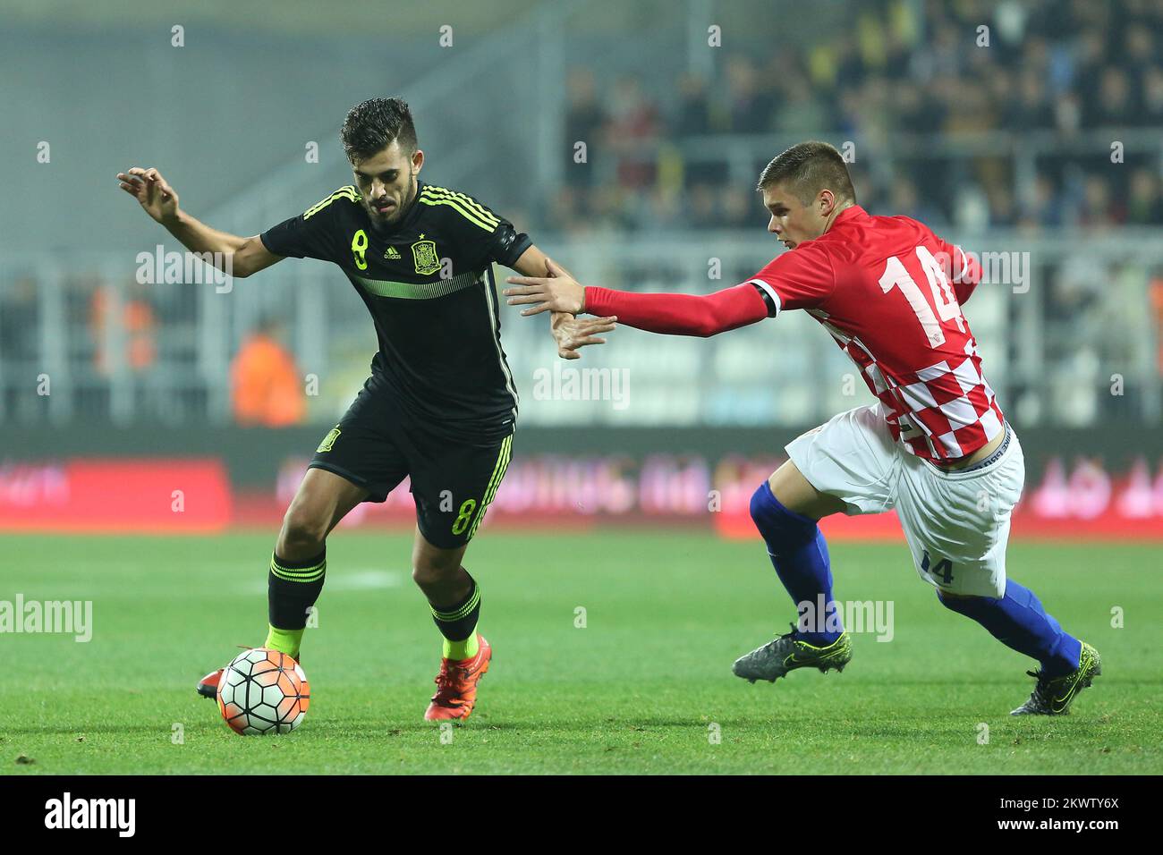 17.11.2015., Stadion HNK Rijeka, Rijeka, Croatia - European Under-21 Championship 2017, Qualifying Round, Croatia - Spain. Dani Ceballos, Duje Caleta Car.  Photo: Nel Pavletic/PIXSELL Stock Photo