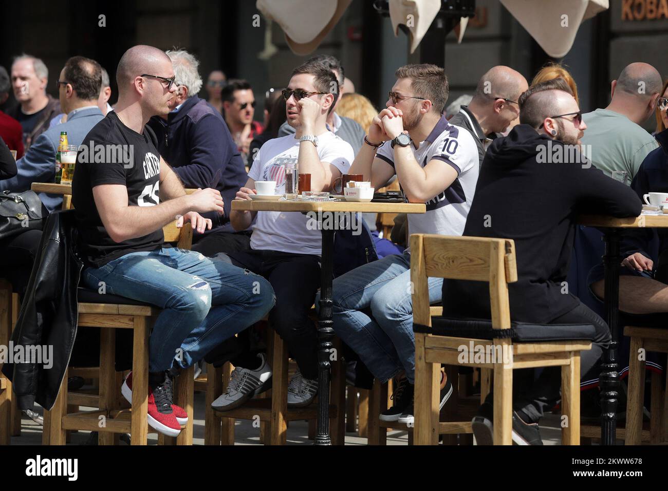 03.04.2016., Croatia, Zagreb - Sunny and above-average warm weather for the beginning of April and the temperature of 25 degrees Celsius attract citizens in the city center.  Stock Photo