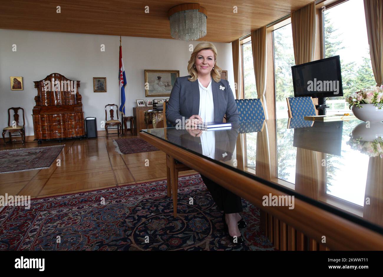 04.04..2016., Zagreb, Croatia - President of Croatia Kolinda Grabar ...