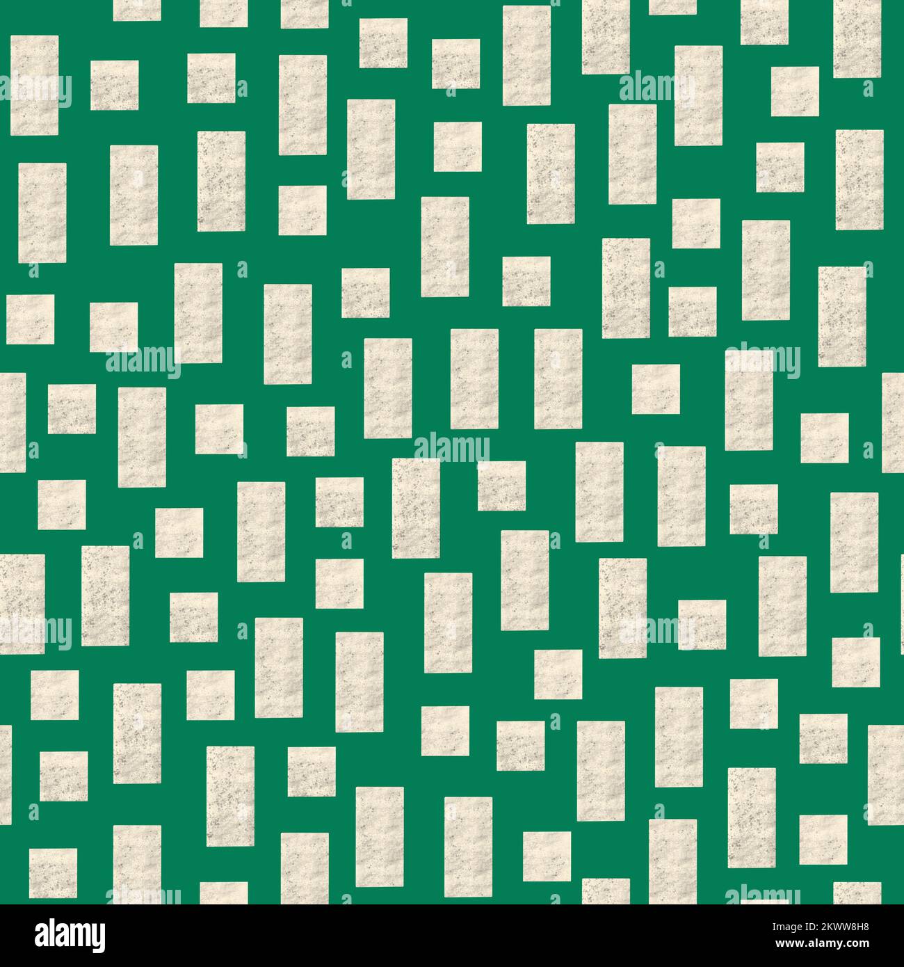 Geometric white rectangles and squares on green background. Seamless ...