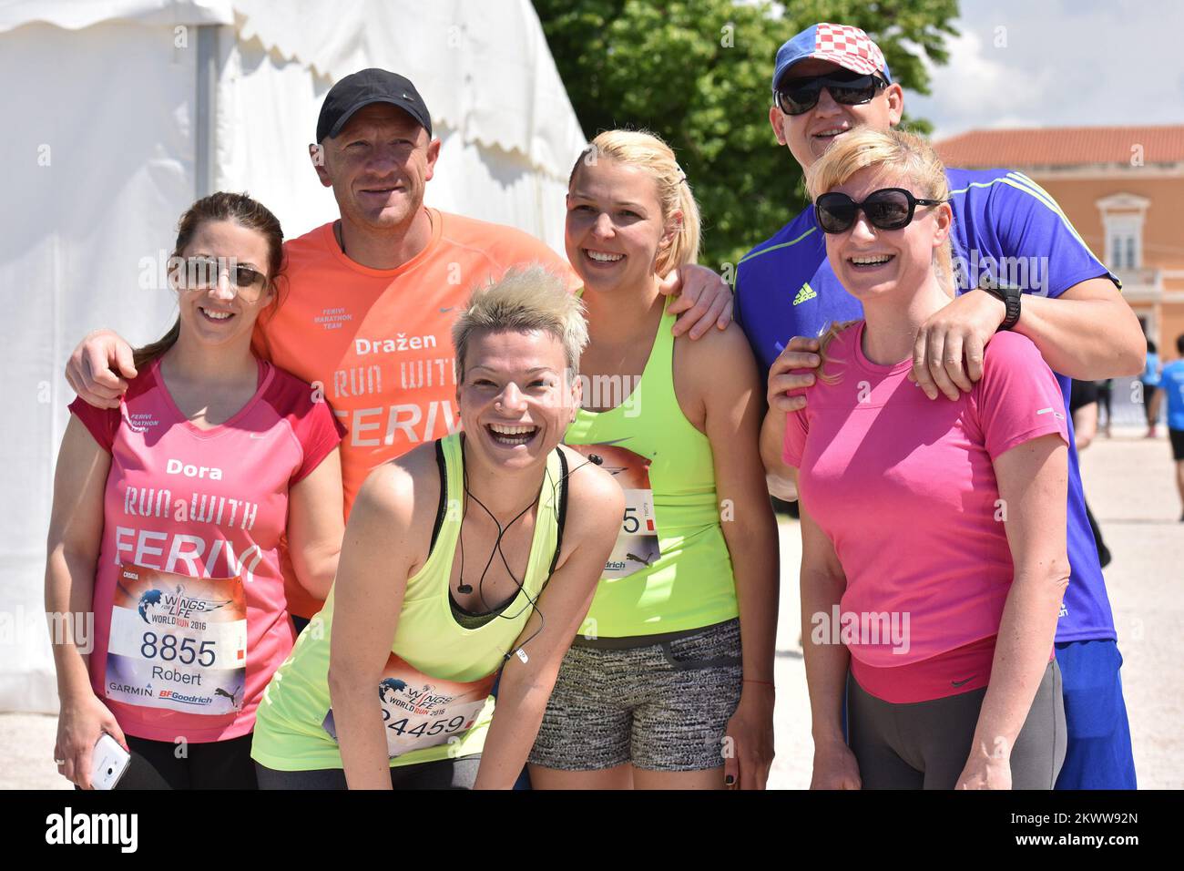 08.05.2016., Zadar, Croatia - Several thousand people participate in worldwide charity run Wings For Life World Run. Stock Photo