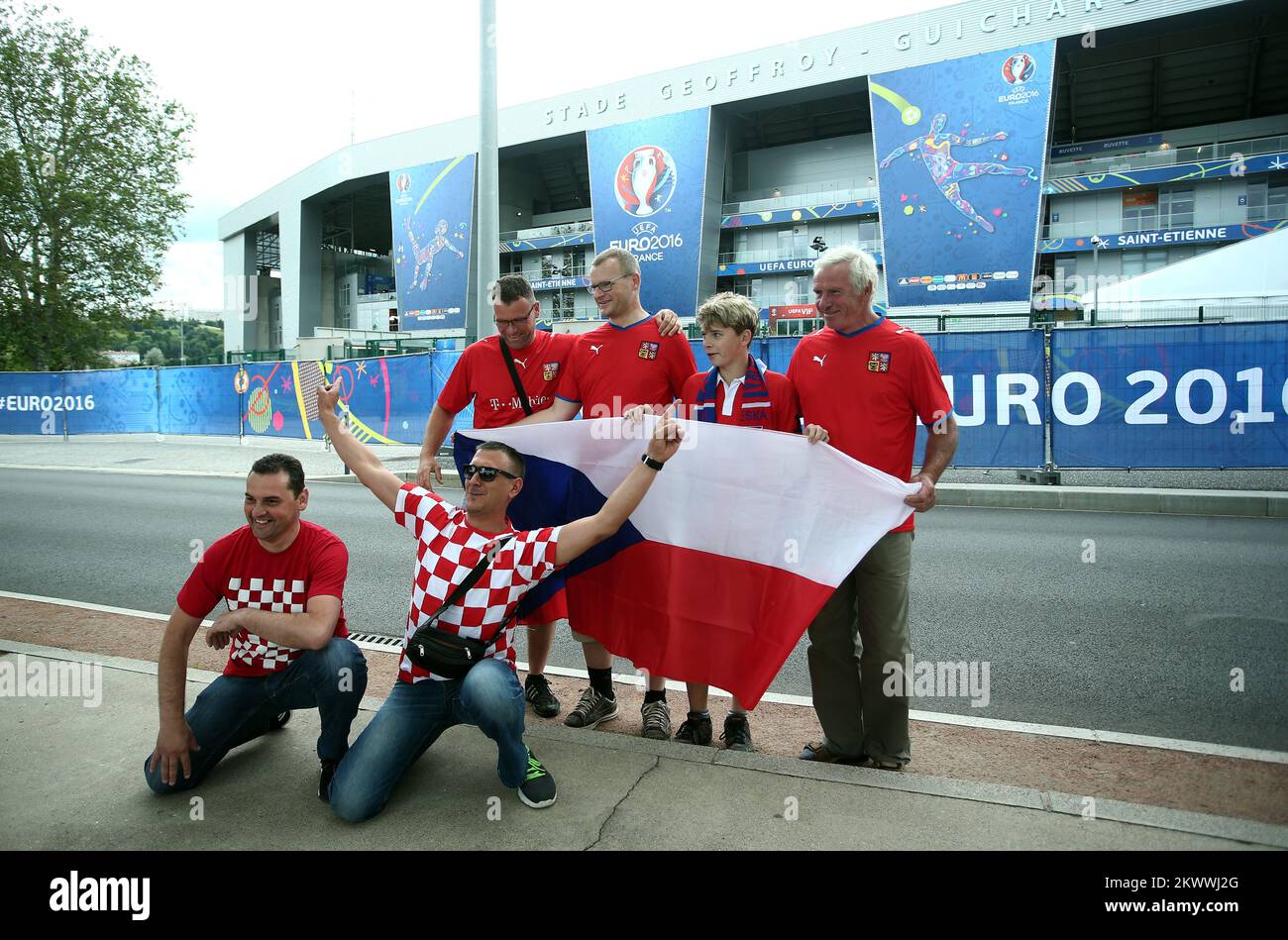 17.06.2016., Saint-Etienne, France  - Fans began lining up at the Geoffroy-Guichard stadium where will today play match between Croatian and Czech Republic. Photo: Sanjin Strukic/PIXSELL Stock Photo