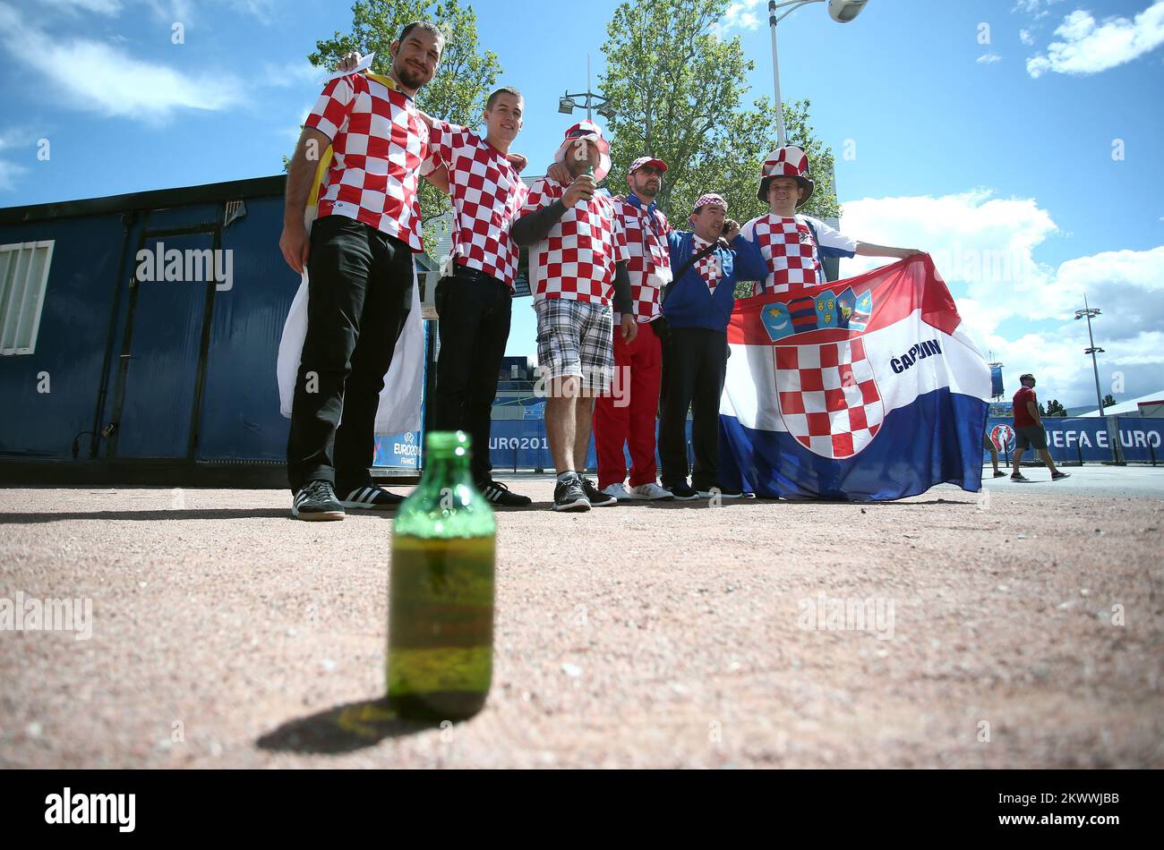 17.06.2016., Saint-Etienne, France  - Fans began lining up at the Geoffroy-Guichard stadium where will today play match between Croatian and Czech Republic. Photo: Sanjin Strukic/PIXSELL Stock Photo