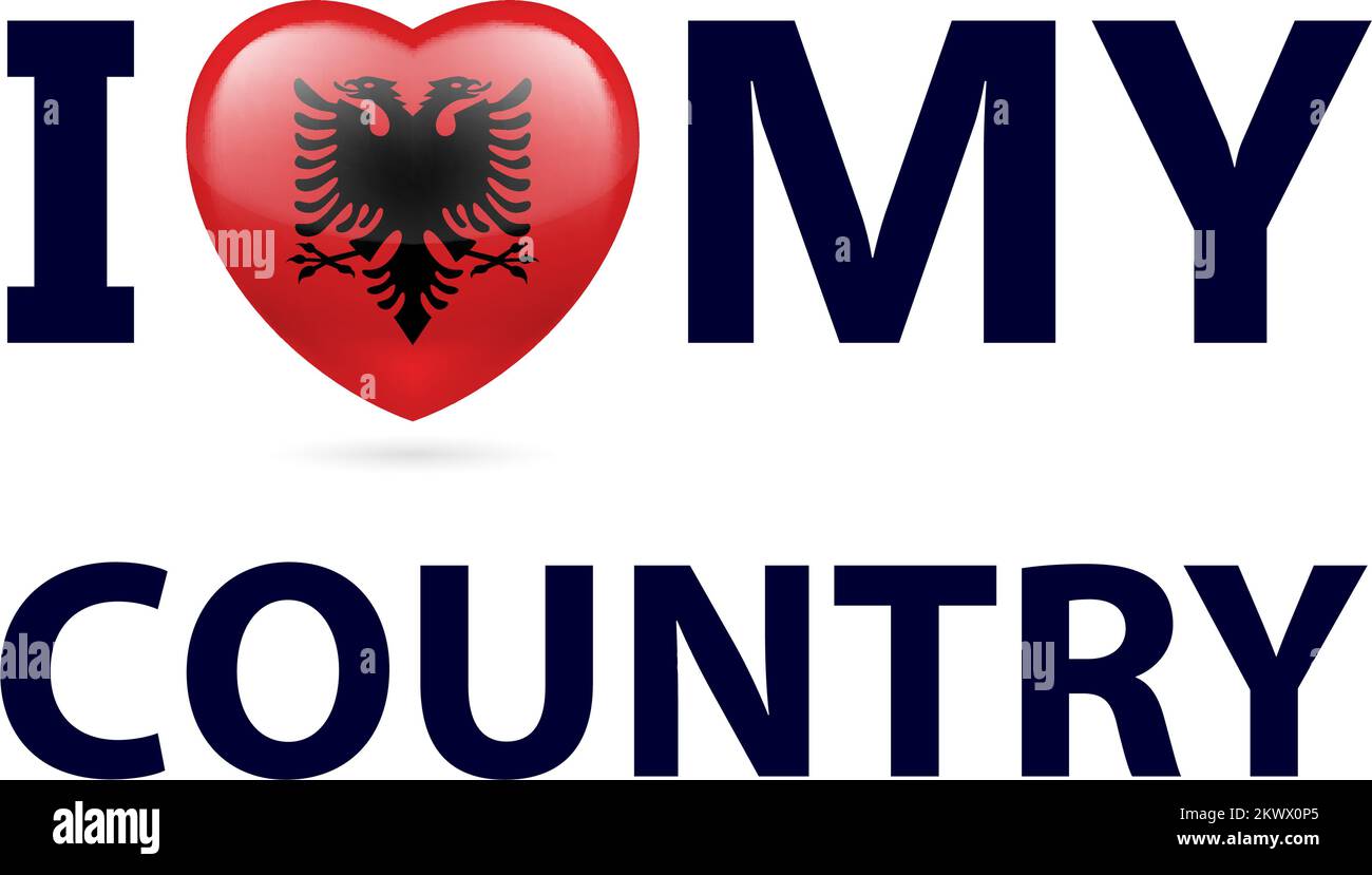 Heart with Albanian flag colors. I Love My Country - Albania Stock Vector