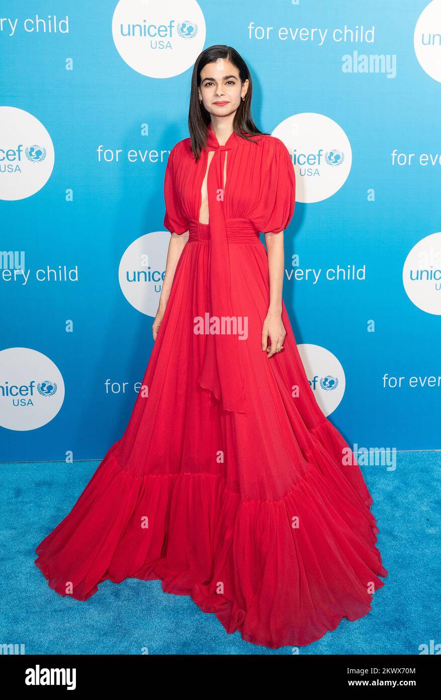 New York, United States. 29th Nov, 2022. Aria Mia Loberti wearing dress by JeanBaptiste Valle