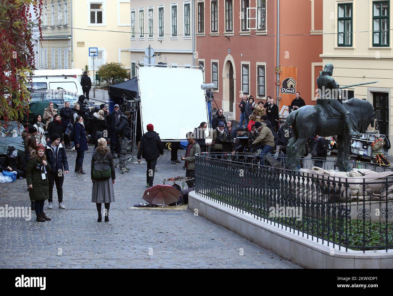 09.10.2016., Zagreb, Croatia - The first part of the new British BBC series McMafia is shooting in the Stone Gate, monument of Old Zagreb. The series is being shot by the eponymous bestseller Guardian journalist Misha Glenny, is engaged in international organized crime. Photo: Sanjin Strukic/PIXSELL Stock Photo