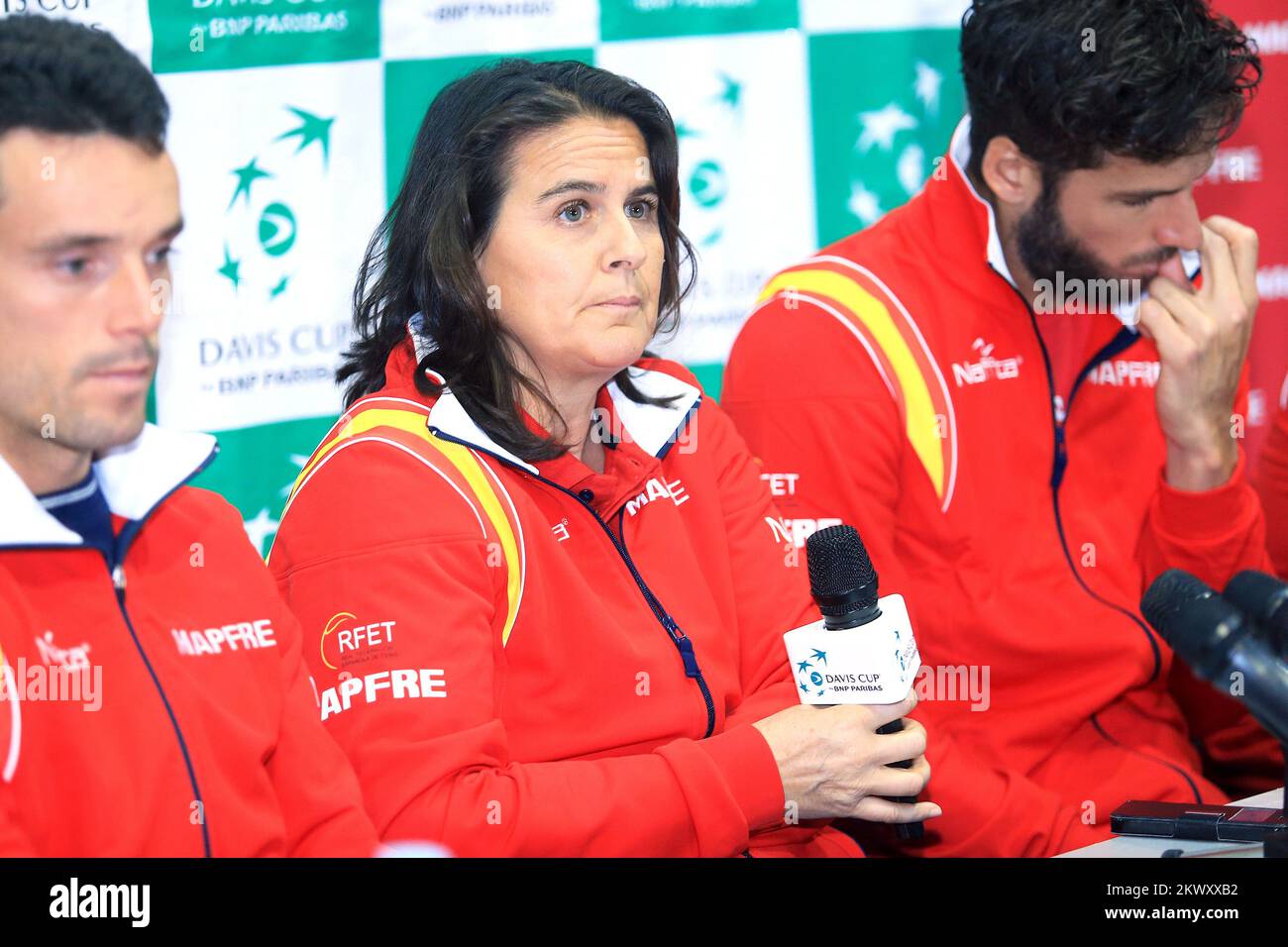 31.01.2017., Croatia, Osijek - Press conference of the Spanish Davis Cup team before the match match Croatia - Spain. Roberto Bautista, Conchita Martinez, Feliciano Lopez.   Photo: Davor Javorovic/PIXSELL Stock Photo