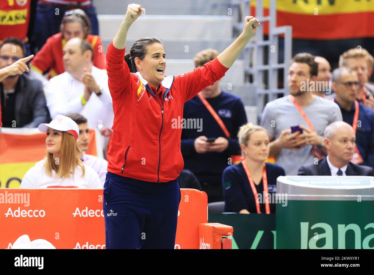 05.02.2017.,  Croatia, Osijek -1 st round World Group of the Davis Cup, Croatia - Spain, 4 match, Franko Skugor - Roberto Bautista Agut. Conchita Martinez.  Photo: Davor Javorovic/PIXSELL  Stock Photo