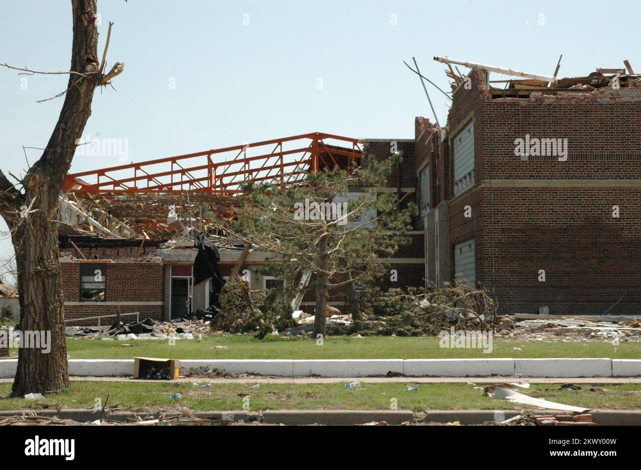 Severe Storms, Tornadoes, and Flooding,  Greensburg, KS, 5-16-07  - Greensburg High School was destroyed by the F5 tornado that left some 95 percent of the community in ruin May 4, 2007. FEMA .. Photographs Relating to Disasters and Emergency Management Programs, Activities, and Officials Stock Photo