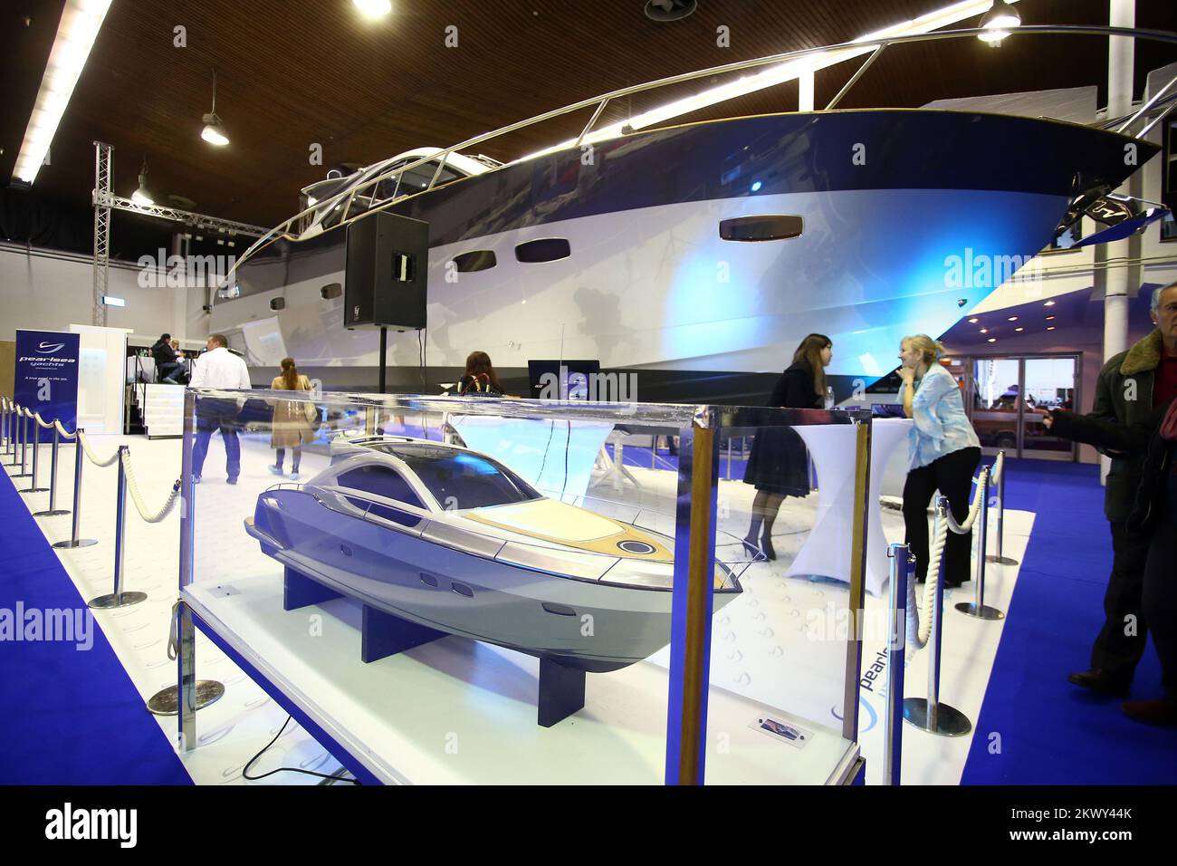 22.02.2017., Zagreb, Croatia - PearlSea 56 yach is the biggest yach at the 26th International Boat Show. The yach named Silver Shadow is 17 meters long and is powered with 2x600 HP Volvo engines. Photo: Slavko Midzor/PIXSELL Stock Photo