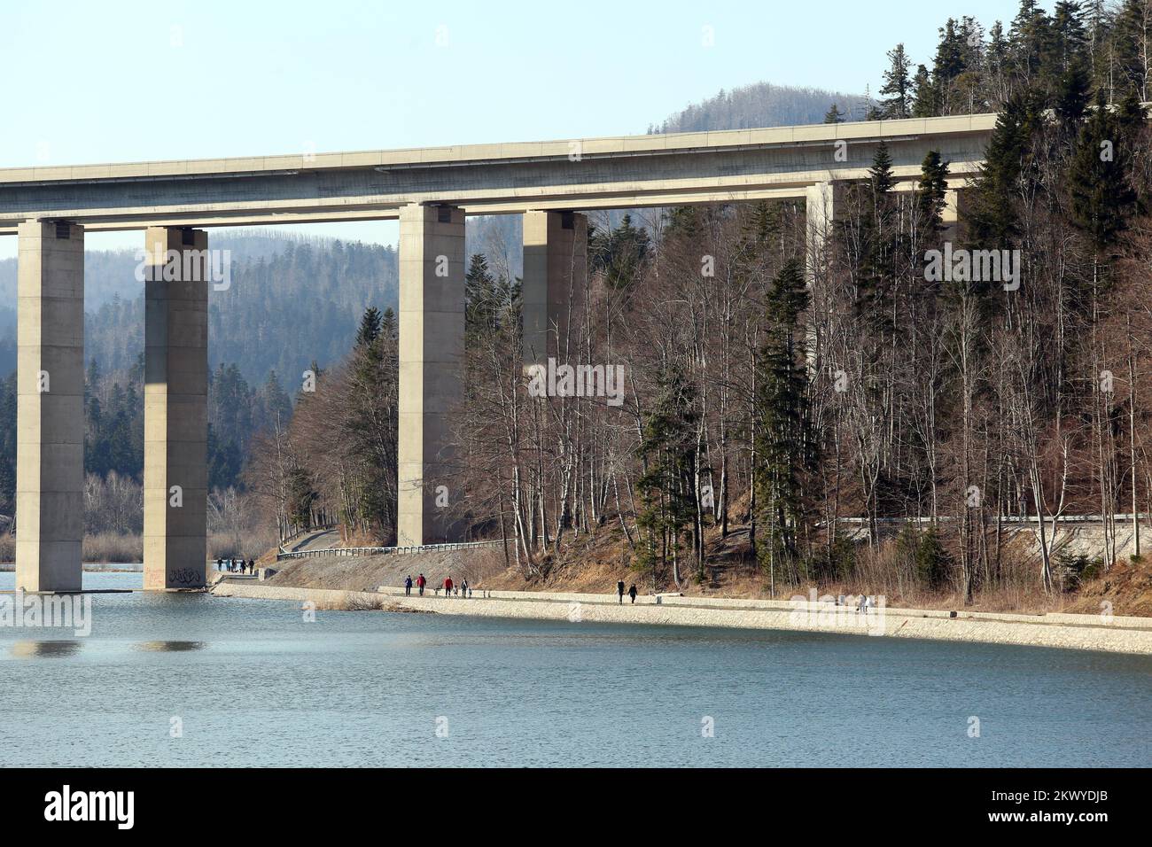 12.03.2017., Croatia, Fuzine - Viaduct over the lake Bajer on the highway Rijeka - Zagreb. Photo: Goran Kovacic/PIXSELL Stock Photo