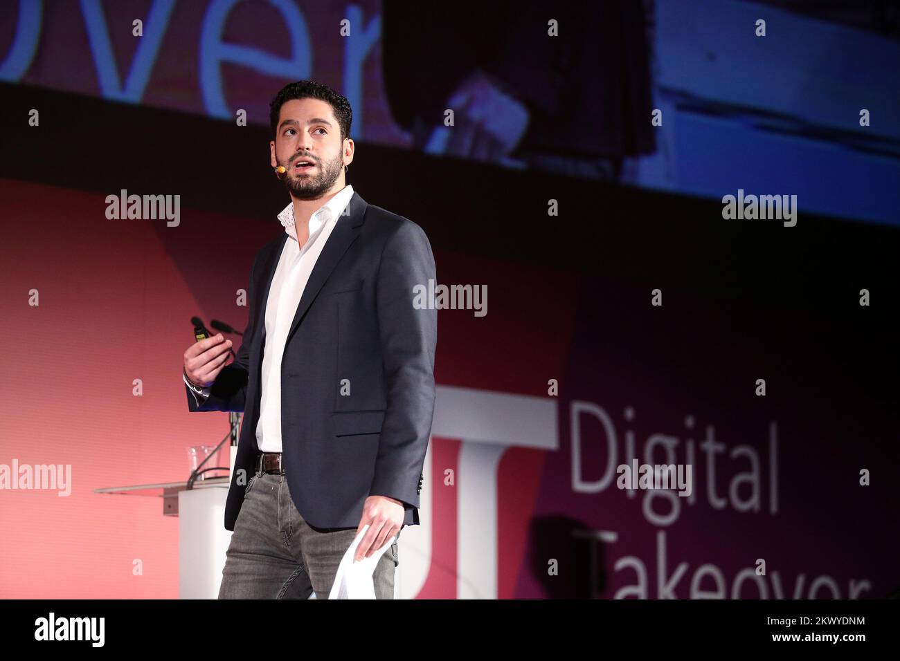 General Manager for Uber in Central and Eastern Europe Rob Khazzam speaks  at Digital Takeover conference in Zagreb, Croatia on March 14, 2016. In his  presentation Digital Croatia or La La Land?.