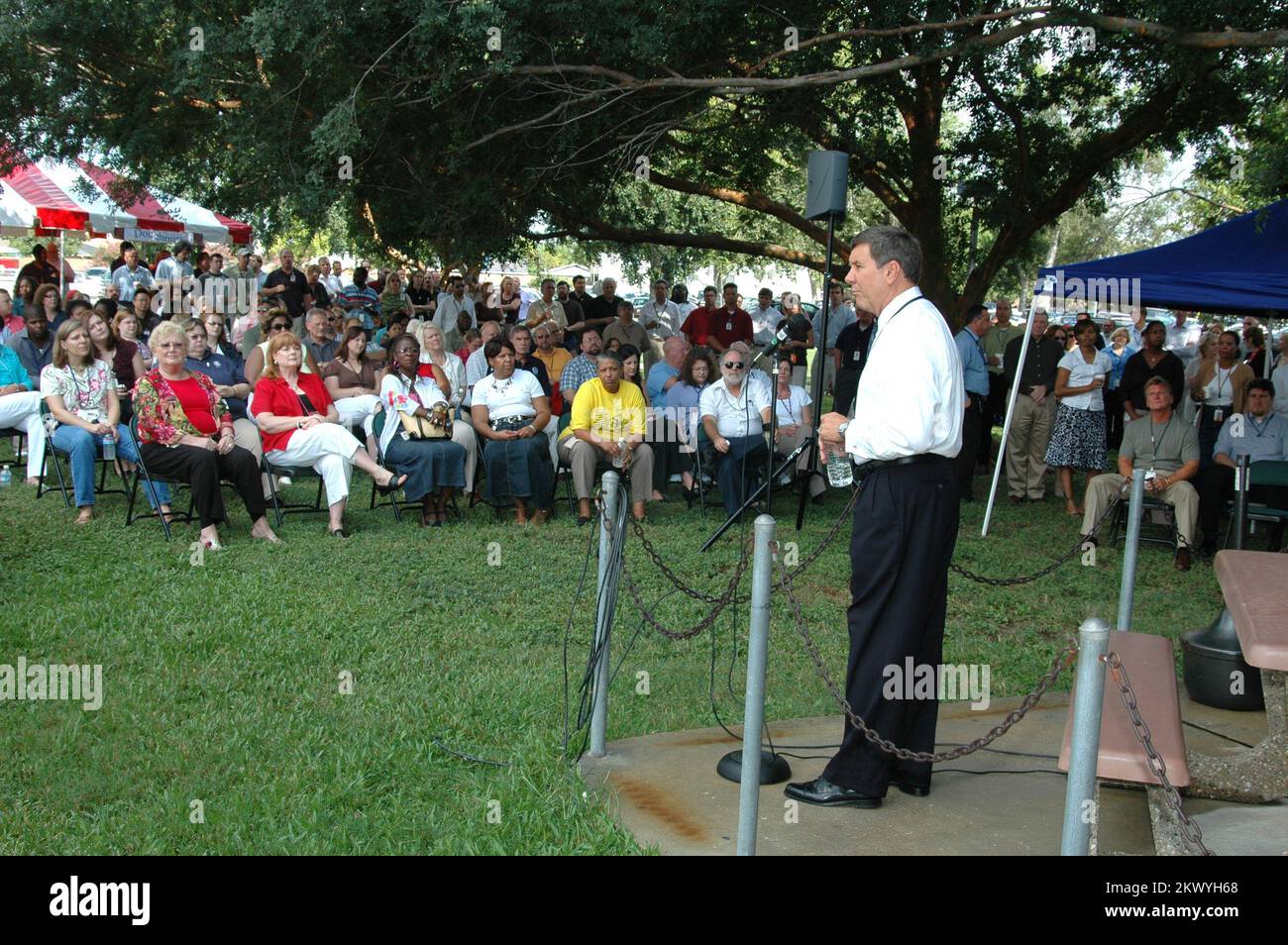 Katrina Second Anniversary Rememberd By FEMA workers.. Photographs Relating to Disasters and Emergency Management Programs, Activities, and Officials Stock Photo