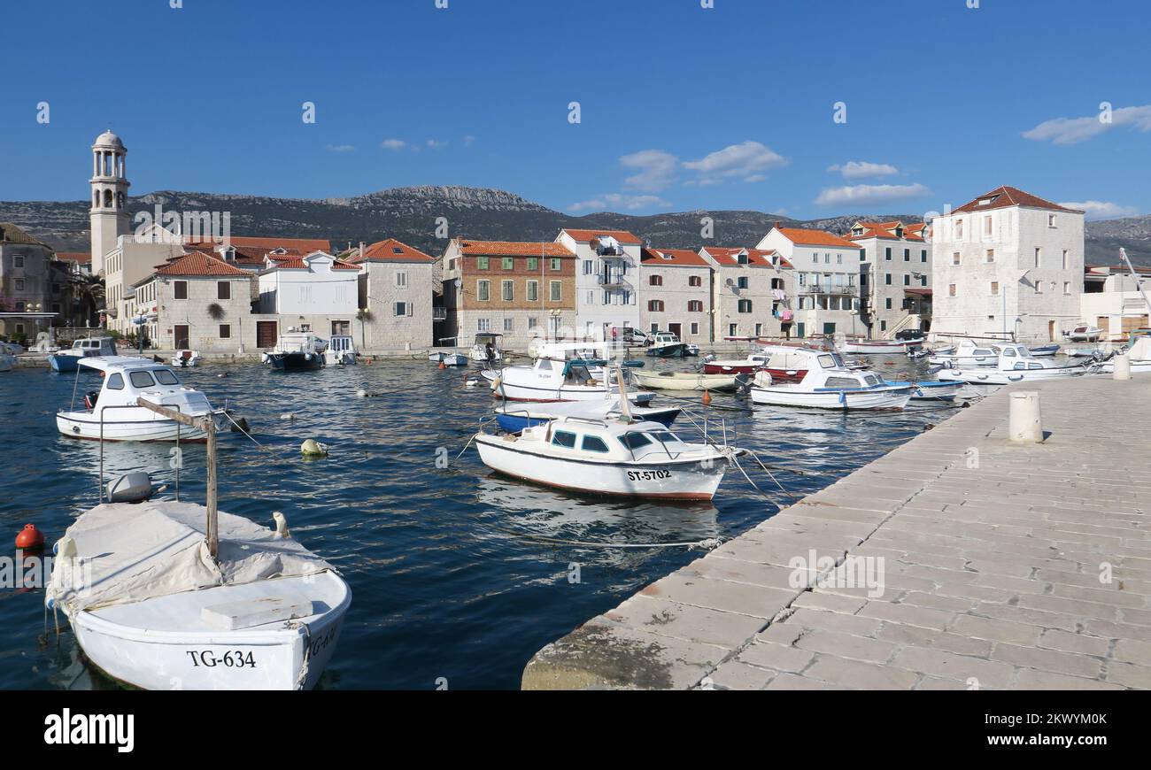 27.03.2017., Kastel Novi, Croatia - City, one of seven Kastela, small towns  in Split-Dalmatia County, couple of minutes driving from UNESCO cities Split  and Trogir, on the coast, with very long promenade.